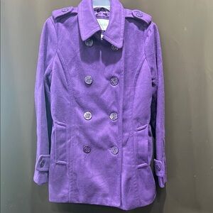 NWOT dELiA*s Vibrant Purple Pea Coat, Size M